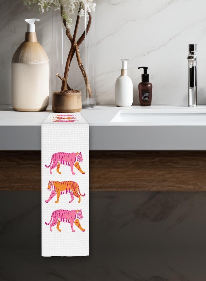 FIicy Pink Tiger Decor Hand Towels, Trendy Animal Tigers Preppy Decorative Hand Towels for Bathroom Kitchen, College Girl Dorm Decor (16x24 Inch) - Image 4